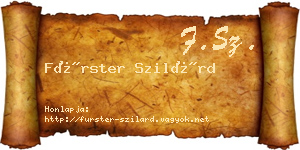 Fürster Szilárd névjegykártya